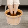AngelcityCC Wood Foot Tub with Massager and lid, Solid Wood