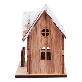 TOYANDONA LED Christmas House with Lighting Christmas Wooden Pendant Wooden Christmas Tree Decoration Christmas Tree Pendant Winter Village House Christmas Village Wooden House Illuminated Decoration