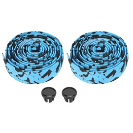 1 Pair Bike Handlebar Tape, Cycling Bike Handlebar Tape Bike Grip Tape Cycling Handle Wraps Soft Handlebar Tapes Anti Slip with Bar Plugs for Mountain Road Bike Black Blue