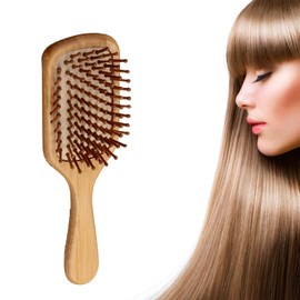 Bamboo Hair Brush, Paddle Hair Brush Portable Bamboo Brush Massage Hairbrush for Long Short Curly Thick Thin Hair for Detangling and Smoothing