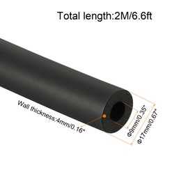 sourcing map Pipe Insulation Foam Tube Lagging Insulation Pipe 9mm(3/8") ID 17mm OD 6.6ft Heat Preservation for Handle Grip Support