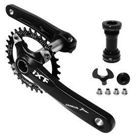 ZTZ 170mm Mountain Bike Crankset - Hollow Integrated MTB Crankset with 104 BCD 32/34/36/38T Narrow Wide Single Speed Chainring（34T）