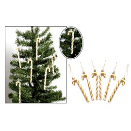 Pack of 6-13CM Glitter Candy Cane –Christmas Tree Hanging Decoration Bauble Xmas Ornament (Gold)