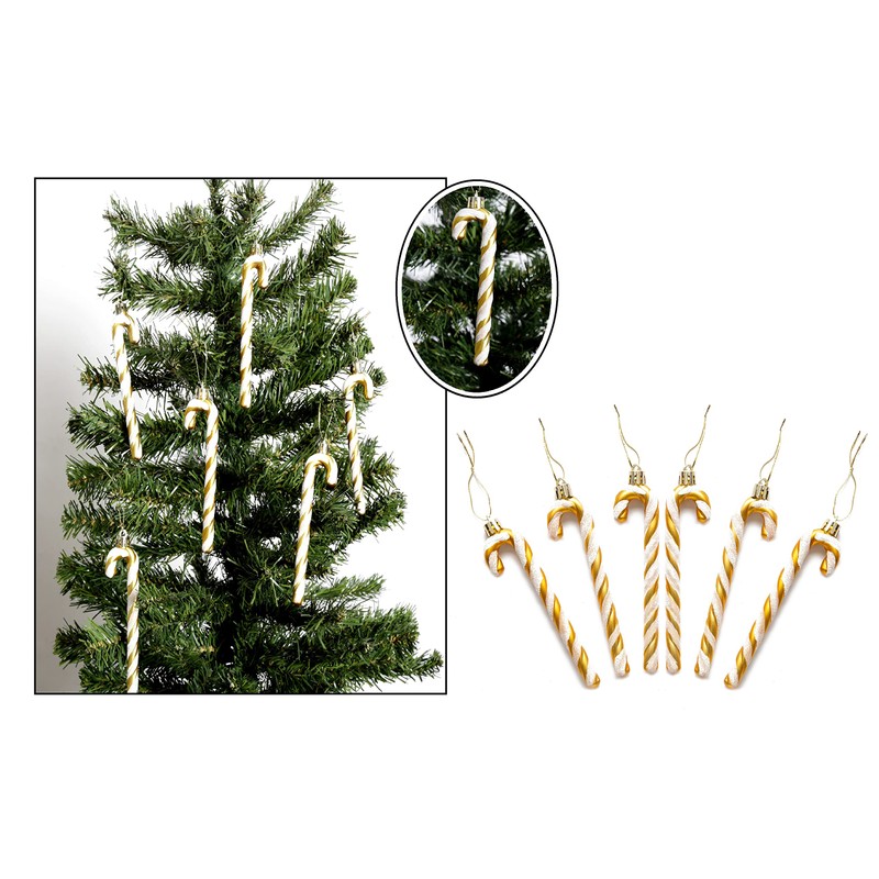 Pack of 6-13CM Glitter Candy Cane –Christmas Tree Hanging Decoration