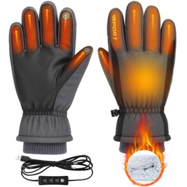 Anpress USB Heated Gloves for Men Women Touchscreen Full Finger Hand Warmers Heated Gloves with 3 Levels Temperature Waterproof Windproof Electric Heating Mittens Winter Gifts for Indoor Outdoor Use