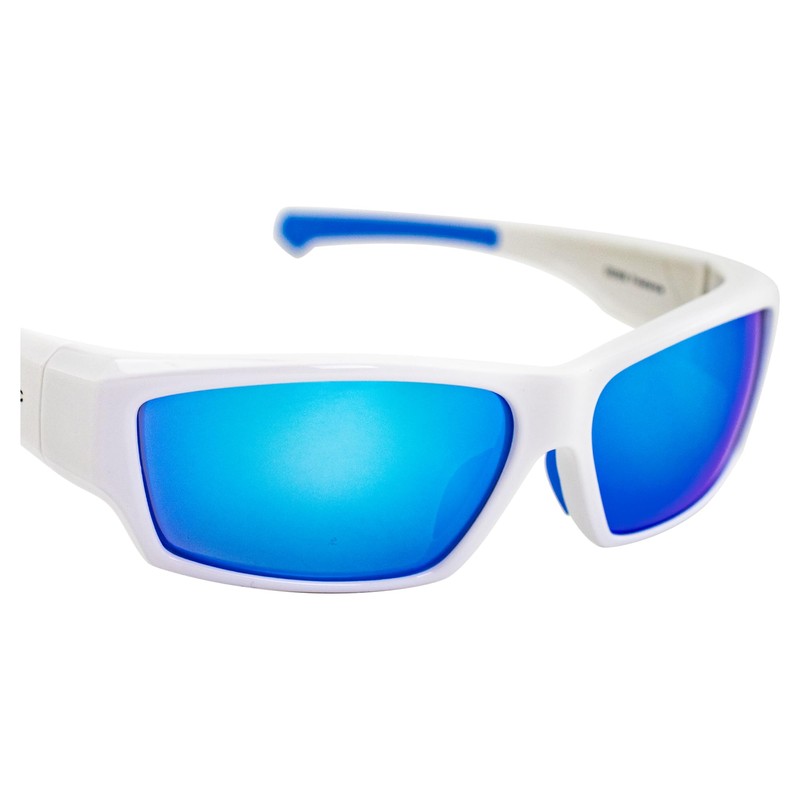 OPTIC EDGE Freelance Sunglasses, Shiny White Frame with Ice Blue