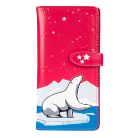 Shag Wear Women's Premium Vegan Clutch Cardholder Wallet Zipper Purse Artic Polar Bear, Fuschia