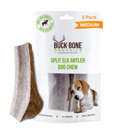 Buck Bone Organics Dog Chews, Antlers for Dogs, Premium Natural Elk, Long Lasting Dog Bones for Aggressive Chewers, No Preservatives, Wild Shed in The USA (Medium 2 Pack)