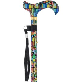 Royal RC Canes Mosaic Stained Window Folding Adjustable Derby Walking Cane