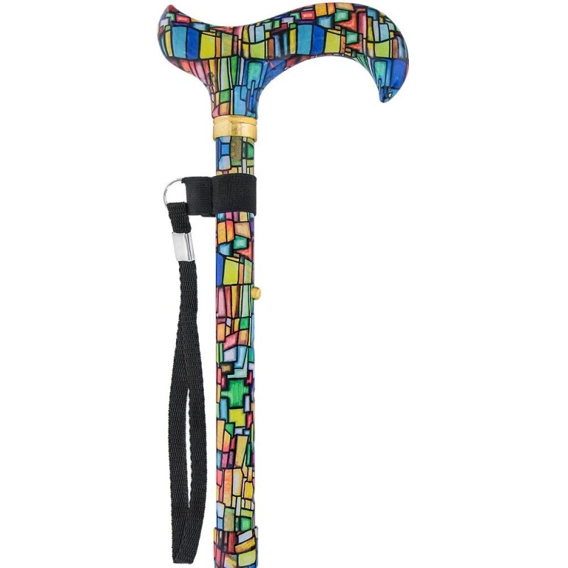 Royal RC Canes Mosaic Stained Window Folding Adjustable Derby Walking