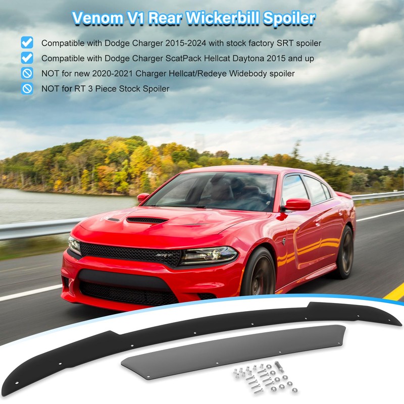 Bonbo Venom V1 Rear Wickerbill Spoiler for Dodge Charger 2015-2024