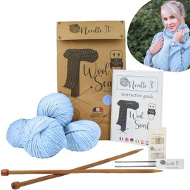 Needle It® - Complete Knitting Set for Beginners with Knitting Needles - Wool Knitting Scarf - Gift Idea (Sky Blue)