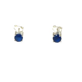 Art Gecko Blue Women's Round SAPPHIRE Sterling Silver Earrings/Studs 925-5 mm