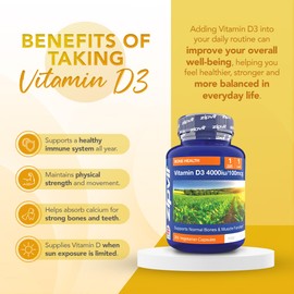 Zipvit Vitamin D3 4000IU Softgels, High Strength Vitamin D Supplement, Immune Support, 12 Months Supply, 360 Vegetarian Easy to Swallow Softgels