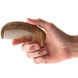 ZilberHaar - Beard Comb - 100% Scented Sandalwood - Essential Beard Care Accessory for Men, Straightens Bread Without Static - Handmade Comb