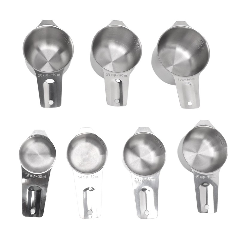 7Pcs Measuring Cups Set Stainless Steel Stackable Multifunctional Metal Nesting