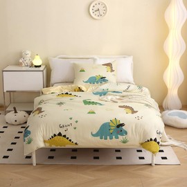 MUSOLEI Dinosaur Toddler Duvet Cot Bed Duvet Cover Set Cot Duvet and Pillow set Bedding Kids Boys Girls Toddler DuvetCover 120x150 and Pillow 40x60