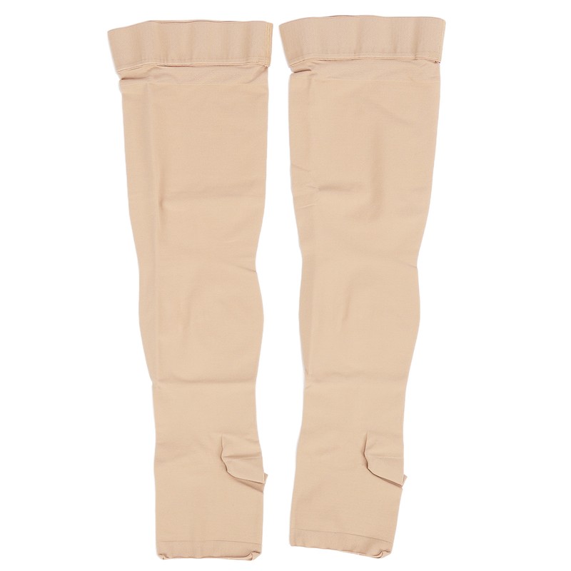 3XL Beige Open Toe Compression Stockings Thigh High 23‑32mmHg Toeless