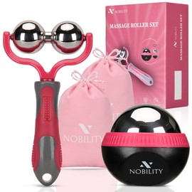 Nobility Massage Ball Roller– Ice Cold and Hot for Deep Tissue and Sore Muscle Relief of Stiffness and Stress, Body, Neck, Back, Foot, Plantar Double Pink