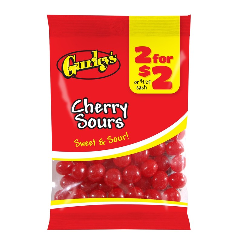 Gurley's Tangy Cherry Sours, Sour Chewy Candy, Bursting with Flavor