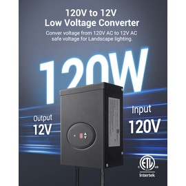 DEWENWILS 120W Low Voltage Landscape Transformer, Outdoor Transformer with Timer and Photocell Sensor, 120V AC to 12V AC, Weatherproof, for LED Lighting, Spotlight, Pathway Light, ETL Listed