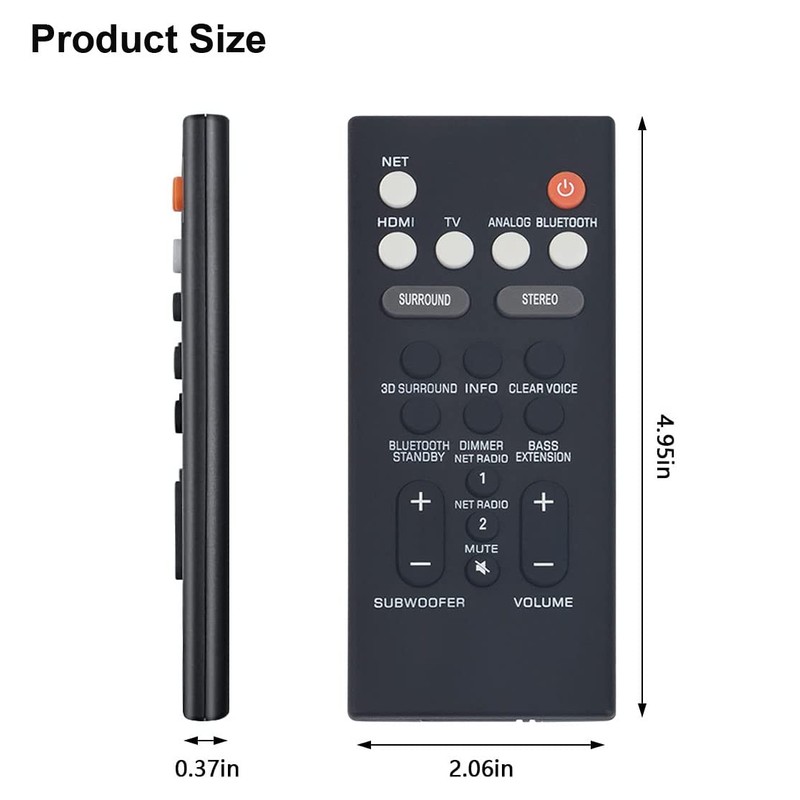 Replacement Remote Control for Yamaha Soundbar ATS-1070 ATS-1080 ATS-1060 ATS-2090