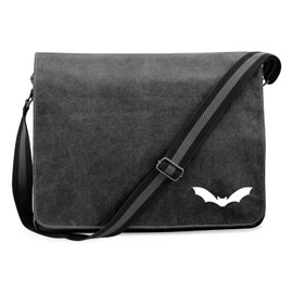 Huuraa Shoulder Bag Bat Silhouette Gift 14 Litre Canvas Bat Gift Idea, black, Unit size