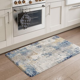 LEEVAN Anti Fatigue Kitchen Mats for Floor, 20" x 31" Multi Blue Cushioned Kitchen Rugs,Non-Slip Waterproof Kitchen Sink Standing Mat Wipe Clean for Kitchen Floor