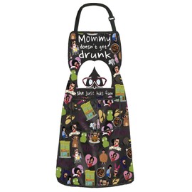 ZJXHPO Bob’s Linda Kitchen Apron Mommy Doesn't Get Drunk Apron With Pocket Bob's Burgers Kitchen Decor Bob Housewarming Gift (C-Mommy Apron)