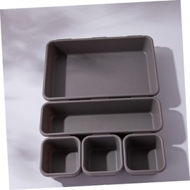 CHILDWEET 8pc Plastic Storage Boxes Lids Compartment Drawer Organizers Desk Storage Photo Box Light Grey