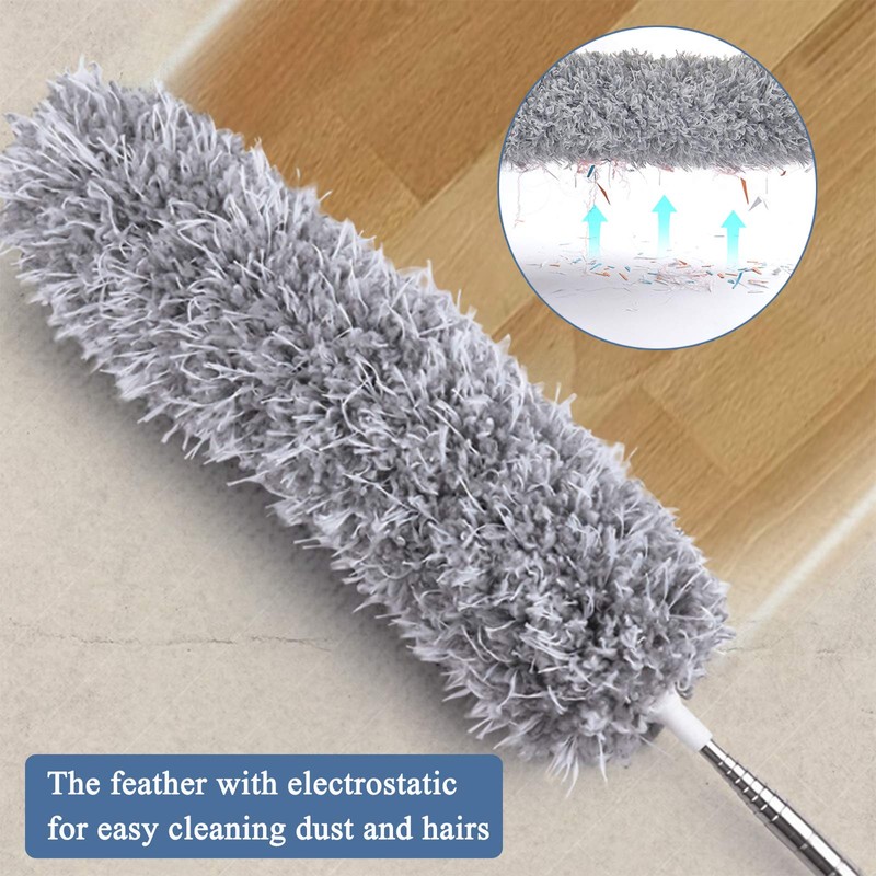 Microfiber Feather Duster, Extendable Cobweb Duster with 100 inches Extension