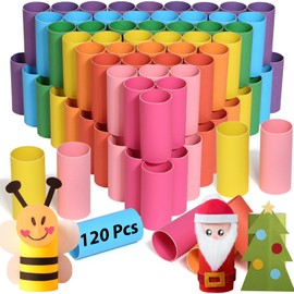 MAPVOLUT 120-Pack Rainbow Cardboard Tubes for Crafts (1.5x3.4 Inch) | 8 Vibrant Colors Kraft Paper Rolls for Kids DIY, Classroom Art Supplies, Holiday Decor & STEM Activities