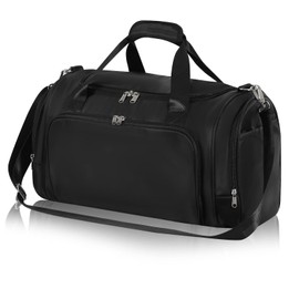 Womens Weekender Bag with Shoes Compartment, Carry On Small Duffle Bag for Gym Overnight Weekend - Black