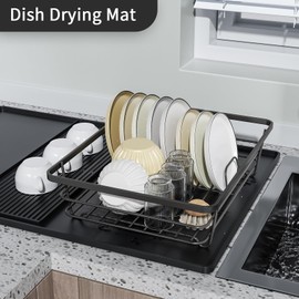 Silicone Coffee Mat 24"x16" Removable - Dish Drying Mat for Coffee Makers, Kitchen Sink & Kitchen Countertops | Non-Slip Heat-Resistant Coffee Bar Accessories Black