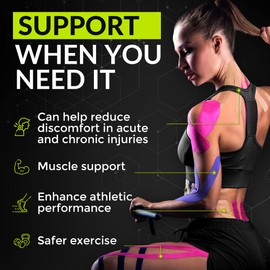 TapeGeeks Athletic Tape Kinesiology Tape 6 Rolls - Hypoallergenic Sports K Tape Medical Tape Wrist Tape Kinetic Tape Body Tape Physio Tape Muscle Tape Knee Tape (6-Pack, Uncut 5cm x 30m, Random)