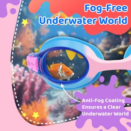 Vvinca Kids Swim Goggles 3 Pack - No Leaking Anti Fog UV Protection Swimming Goggles for Kids Boys Girls Age 3-14, Soft Silicone Wide View Children Pool Goggles for Swim Lessons & Water Fun