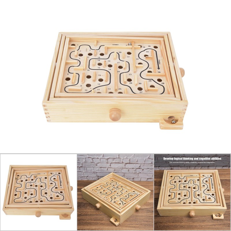 Adult Kid Wooden Educational Maze Brain Training Board Game Educational