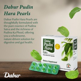 Dabur Pudin Hara Pearls - Daily Digestive Care Supplements for Men and Women, Helps Abate Symptoms of Bloating, Acidity, Flatulence and Indigestion for Digestive and Gut Health, 10 Count (Pack of 1)