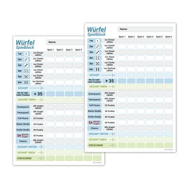 PICTALOO Dice Game Pad DIN A5, Easy to Read and Clearly designed, Modern Replacement Pad, Large Game Pad, Also Suitable for Seniors and Children, Dice Game Set, Family Game (2 x Blue)