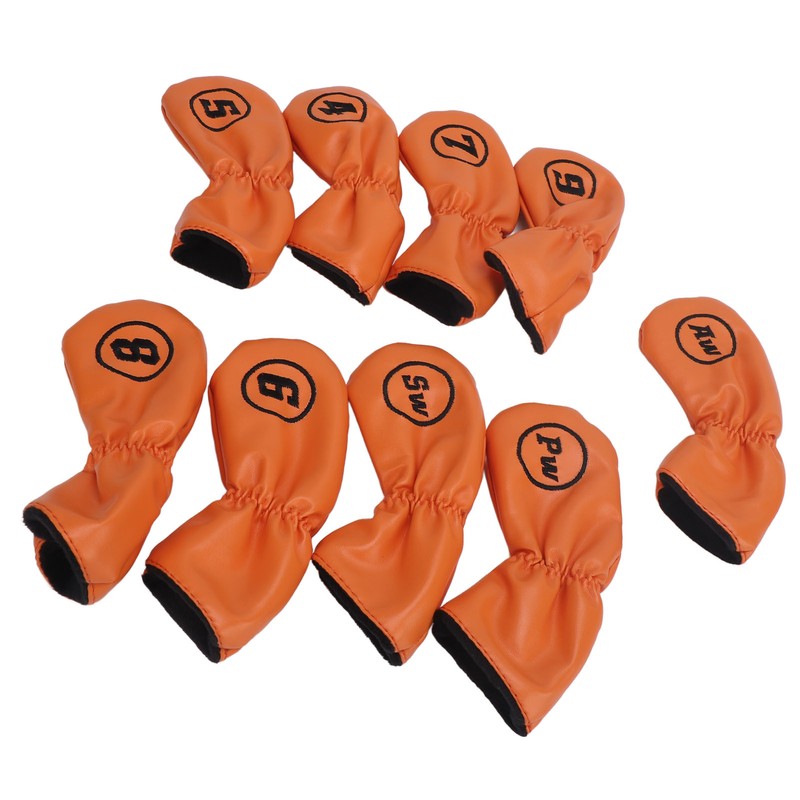 9pcs Golf Club Cover PU Leather Stylish Portable Golf Head