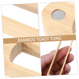 LABRIMP Magnetic Bamboo Food Tong Round Head Heat Resistant Kitchen Accessory for Barbecue Steak Buffet Cooking and Bread Serving