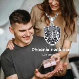 ROMANTICWORK Phoenix Necklace 925 Sterling Silver Rising Bird Pendant Nirvana Jewelry Gift for Men Women Birthday, Sterling Silver, No Gemstone