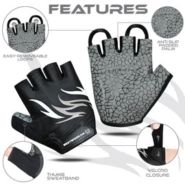 WESTWOOD FOX Cycling Gloves for Men & Women - Cycling Gloves Half Finger Padded Non-Slip Breathable Lightweight Palm Shockproof MTB BMX Cycling Gloves Short (Grey, XL)