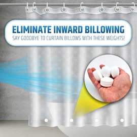 Powerful Anti-Billowing Magnetic Shower Curtain Weights for Splash-Free Bath Experience - 360° Silicone Wrapped - Will Never Rust - Heavy Magnets Prevent Curtain Liners from Blowing | 4 Pairs | White