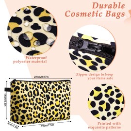 Sanwuta 12 Pieces Cosmetic Bags Makeup Bags Printed Roomy Toiletry Bag Waterproof Beauty Bag Organizer Pouches with Zipper Makeup Accessories for Women Girls (Leopard Style)