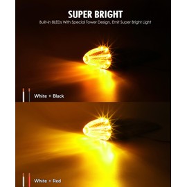 Partsam 5PCS Amber Torpedo Cab Marker Lights, Chrome Roof Running Lights, 8 LED Top Clearance Lights with Dual luminance Compatible with International/Peterbilt/Freightliner/Mack