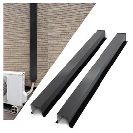 KUAFU 4'' W x 4'' H x 120'' L Metal Line Cover Set Compatible with Mini Split and Central Air Conditioner & Heat Pump Universal Fit AC Mini Split Line Set Cover Steel Heavy Duty 2 Pcs