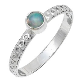 JEWELSTREZORO Opal Edelstein Bandring Männer & Frauen Bandring Bandring 925 Sterling Silber Bandring Geschenkartikel Handarbeit TSR115H_69 (22.0)