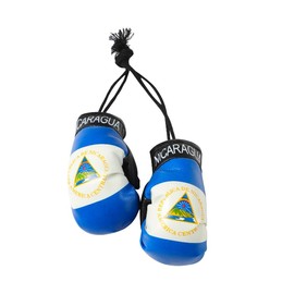 Nicaragua Flag Boxing Gloves – Hanging Rearview Mirror Car Accessories | Nicaraguan Pride Auto Interior Decoration (1 Pair)