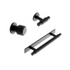 Knurled Matte Black Manor Backplate Cabinet Knobs and Drawer Pulls